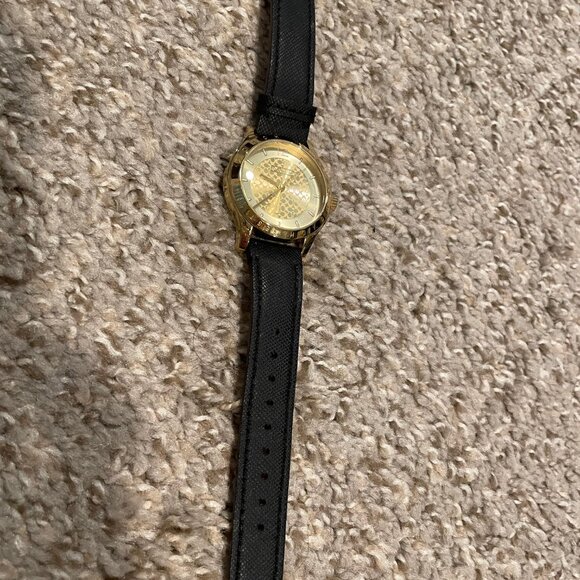 Beautiful Gold and Black Leather Coach Watch